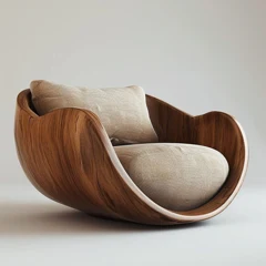 Curved wood lounge chair